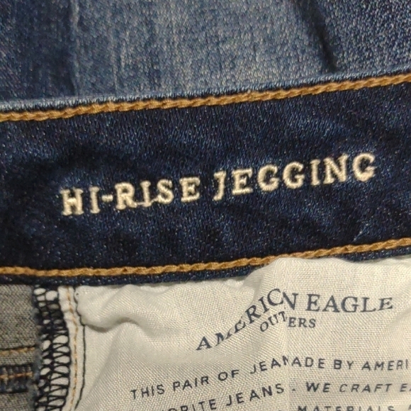 American Eagle Dark Wash Distressed Jeans Jeggings Size 4 - Picture 6 of 11